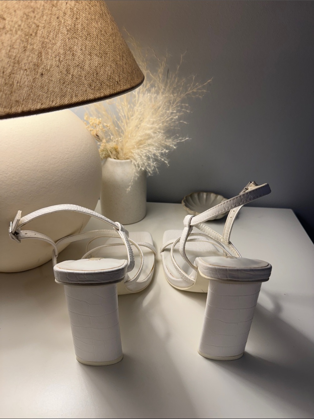 Zara White Strappy Block Heel Sandals - Picture 4 of 6